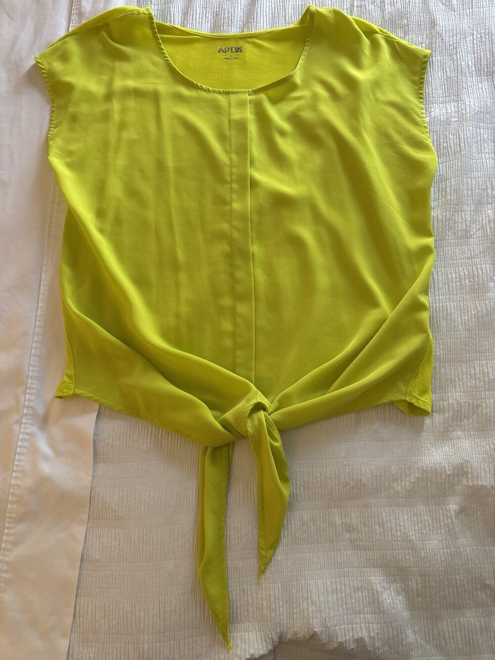 Apt. 9 Tie Front Shirt Top Lime Green Short Sleeve Women's Large Summer Flirty
